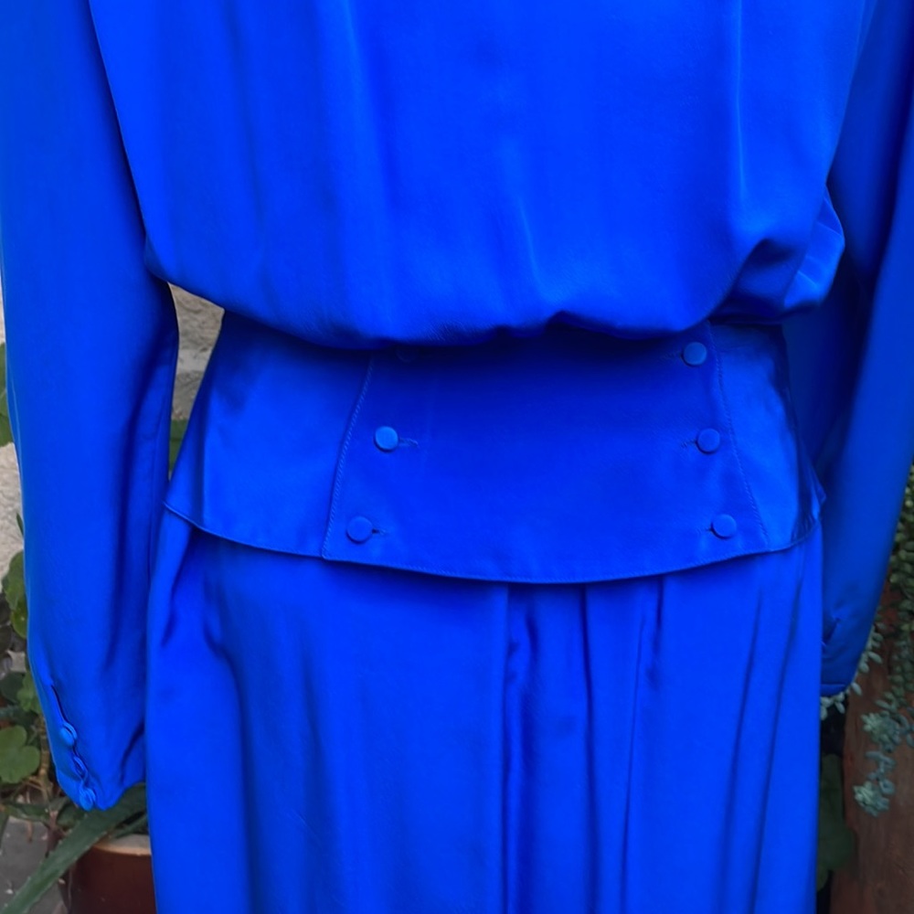 Vintage royal blue Cadaz silk dress - Picture 12 of 12
